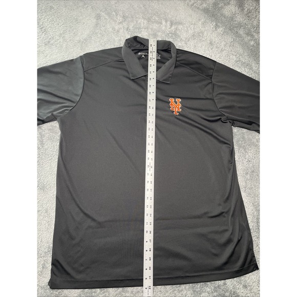 Antigua Men's Golf Shirt SZ XL Black New York Mets Embroidered Logo Polyester - Picture 10 of 16